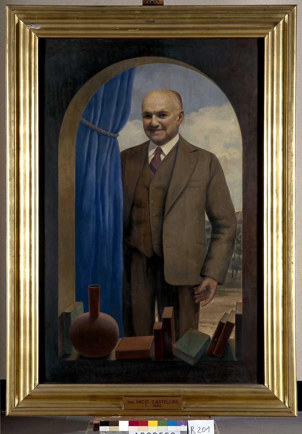 ritratto di Castellini Nicostrato (dipinto, opera isolata) di Mezzoli Olmedo (sec. XX)