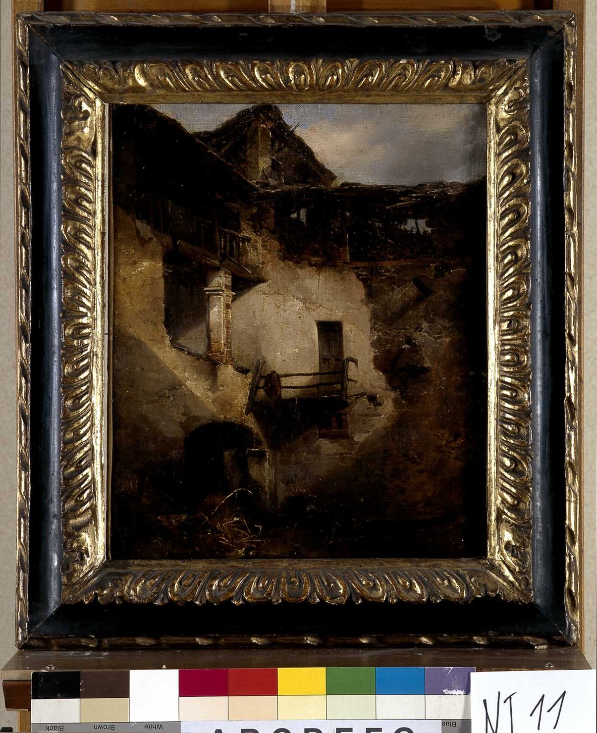Veduta di una cascina (dipinto, opera isolata) di Induno Domenico (metà sec. XIX)
