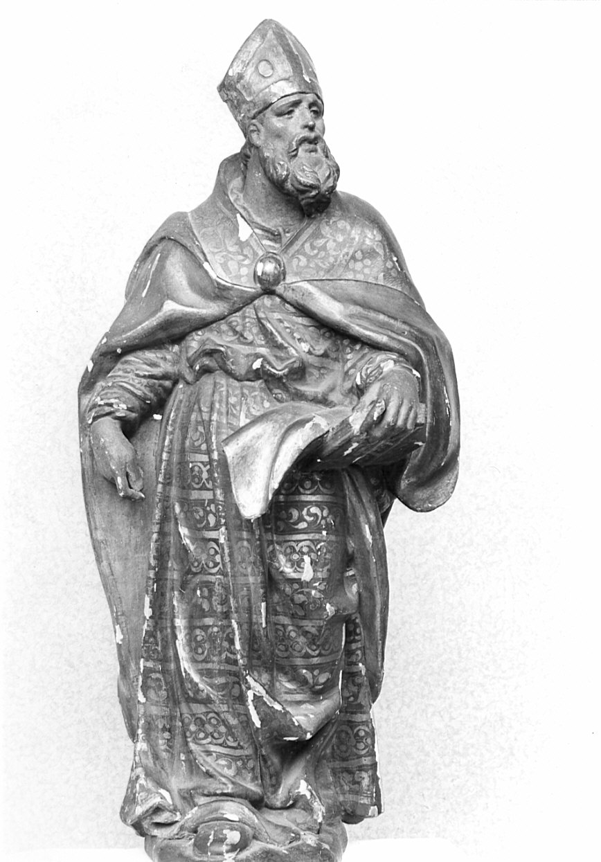Santo Vescovo (statua, opera isolata) - bottega lombarda (secc. XVI/ XVII)