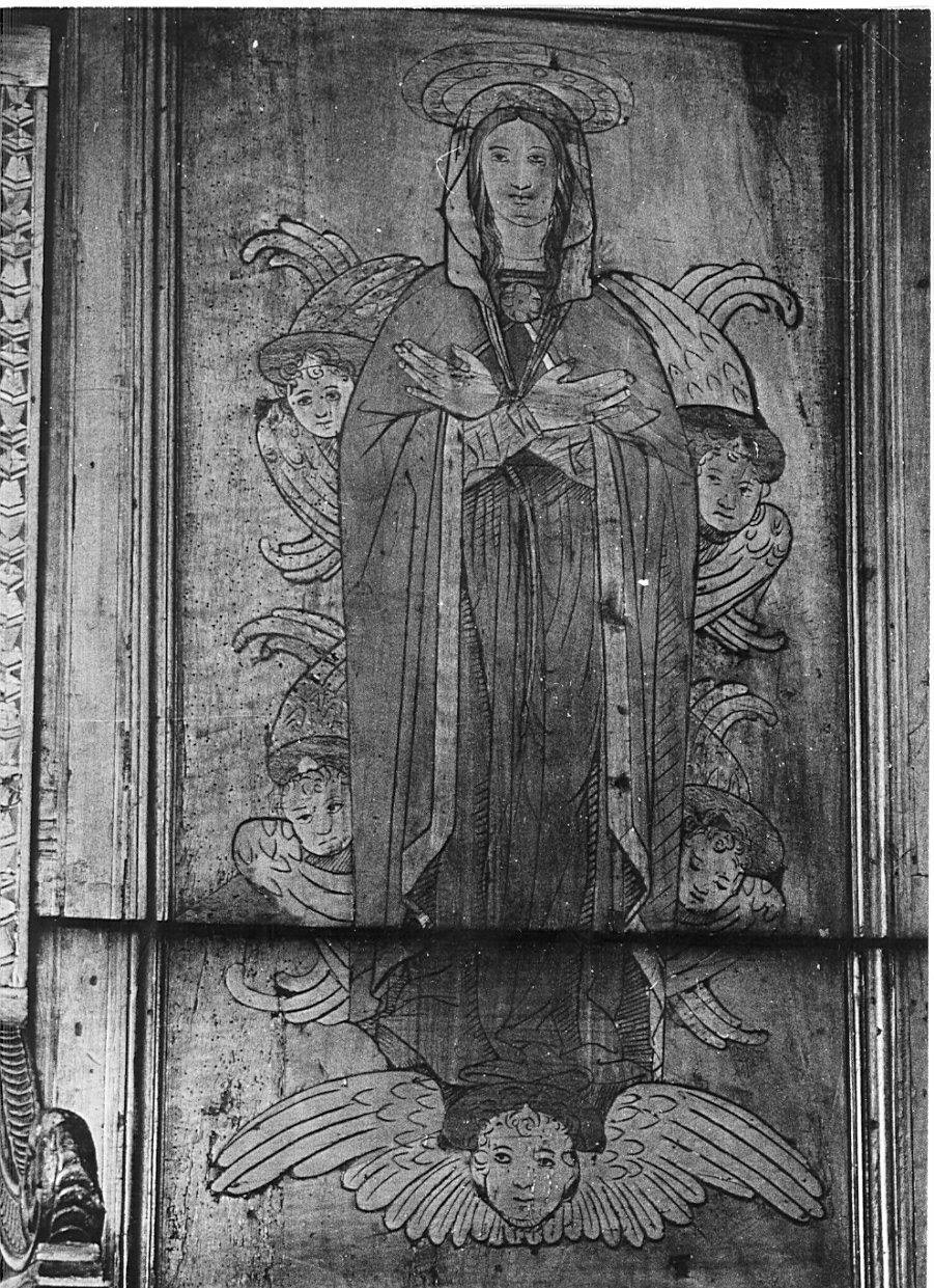 Santa Maria Maddalena portata in cielo dagli angeli (pannello di stallo di coro, elemento d'insieme) di Butinone Bernardino (attribuito), Zenale Bernardino (attribuito) - bottega lombarda (secc. XV/ XVI)