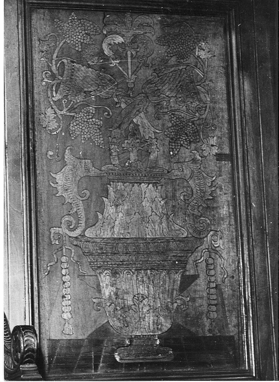 vaso con fiori (pannello di stallo di coro, elemento d'insieme) di Butinone Bernardino (attribuito), Zenale Bernardino (attribuito) - bottega lombarda (secc. XV/ XVI)
