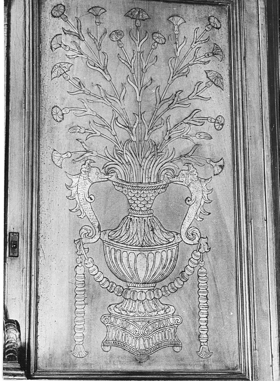 vaso con fiori (pannello di stallo di coro, elemento d'insieme) di Butinone Bernardino (attribuito), Zenale Bernardino (attribuito) - bottega lombarda (secc. XV/ XVI)