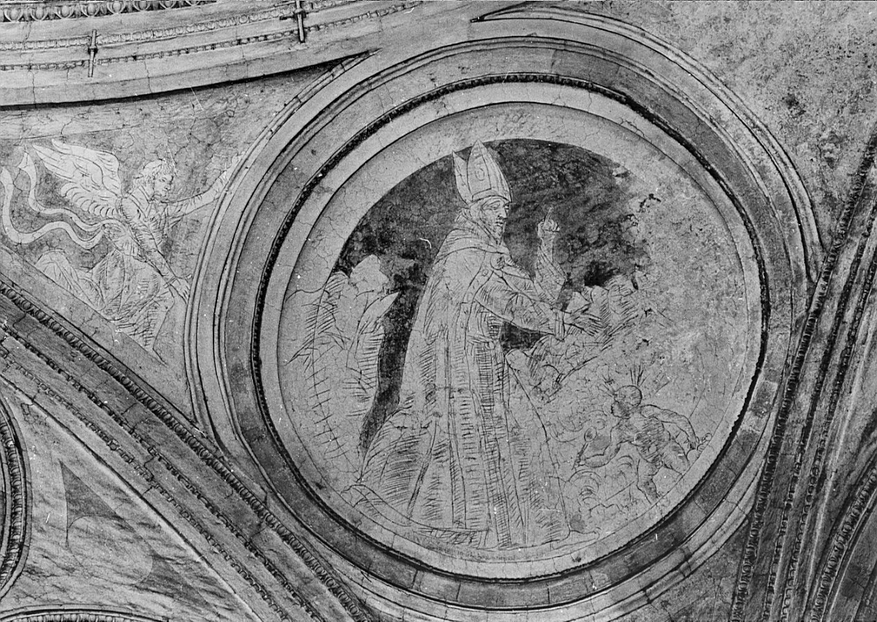 Sant'Agostino e l'angelo nelle sembianze di un bimbo (dipinto, elemento d'insieme) - bottega lombarda (fine sec. XV)