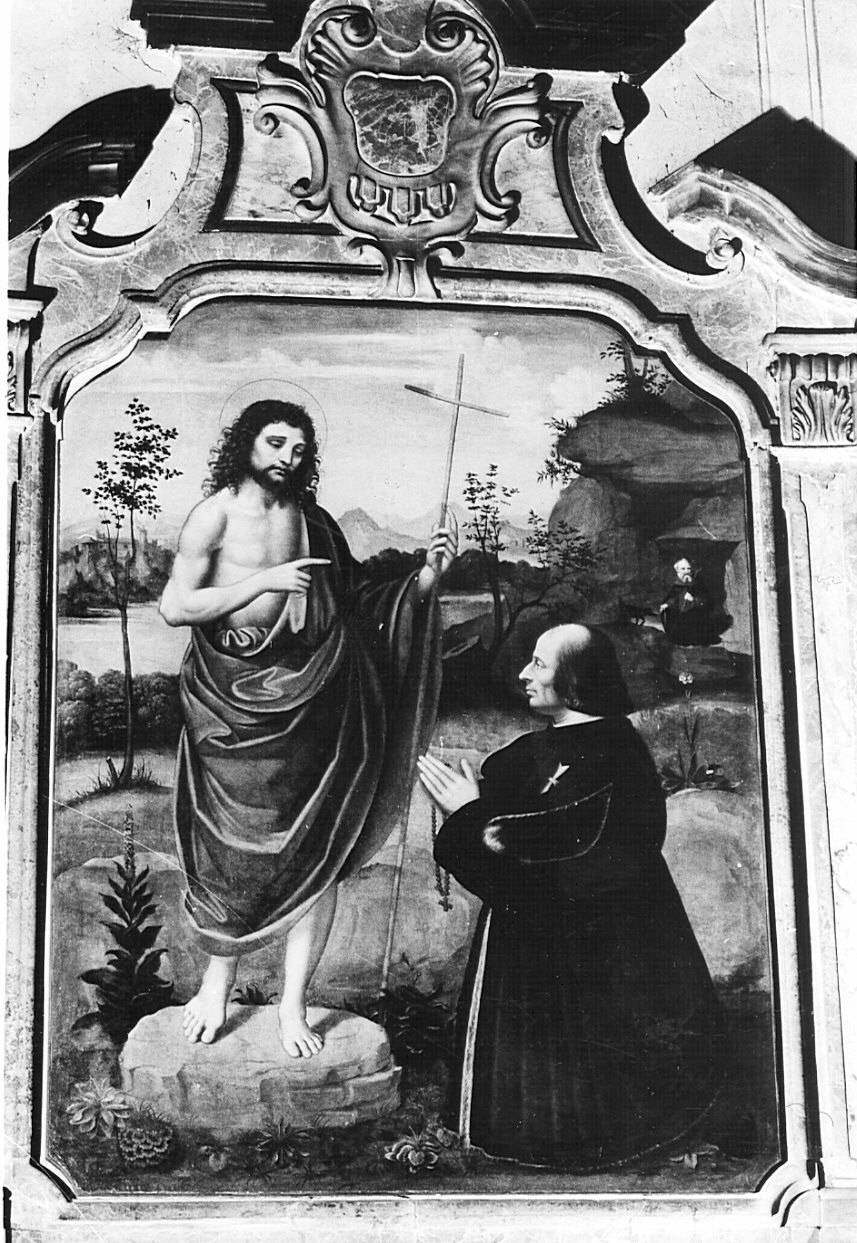 San Giovanni Battista e devoto (dipinto, opera isolata) di Marco d'Oggiono (attribuito) (inizio sec. XVI)