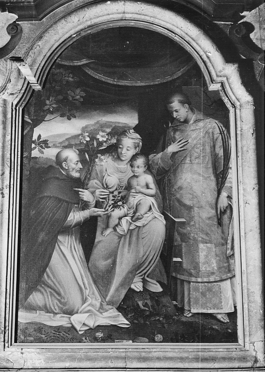 Madonna con Bambino e Santi (dipinto, opera isolata) di Malagavazzo Coriolano (seconda metà sec. XVI)