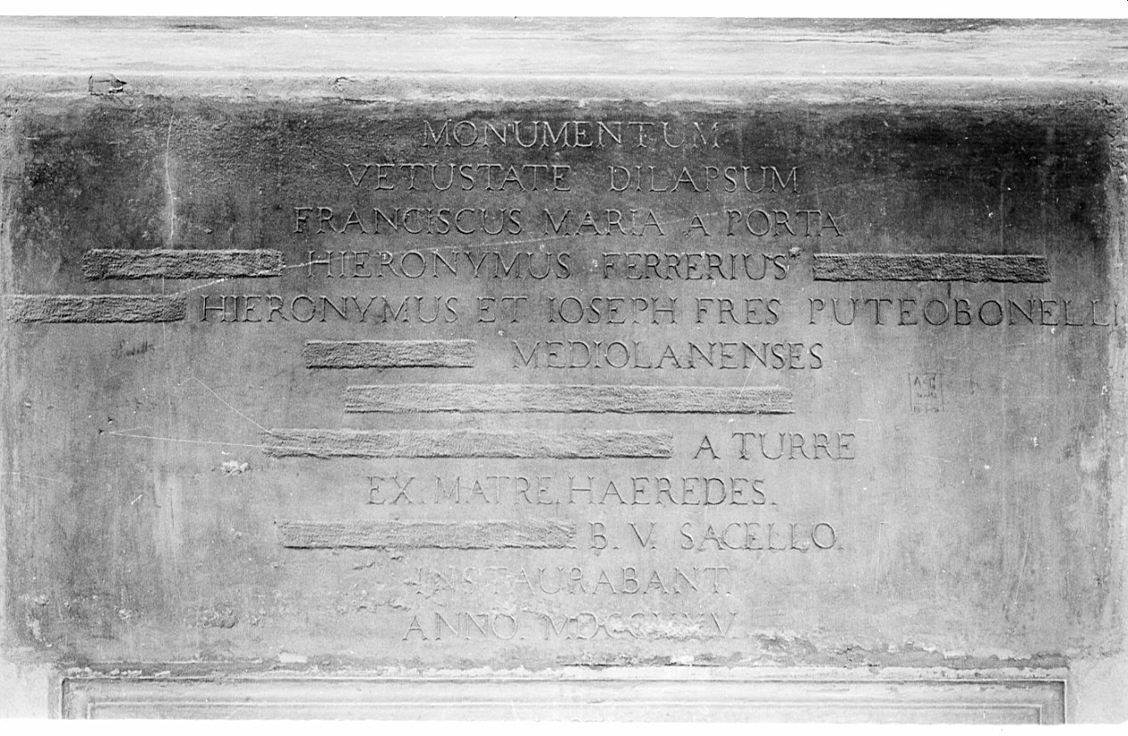 lapide commemorativa, opera isolata - bottega milanese (sec. XVIII)