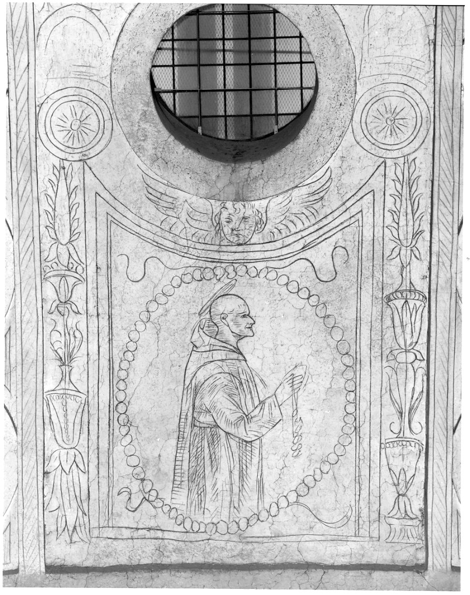 Santo domenicano (decorazione pittorica, elemento d'insieme) di Bramante Donato (scuola) (sec. XV)