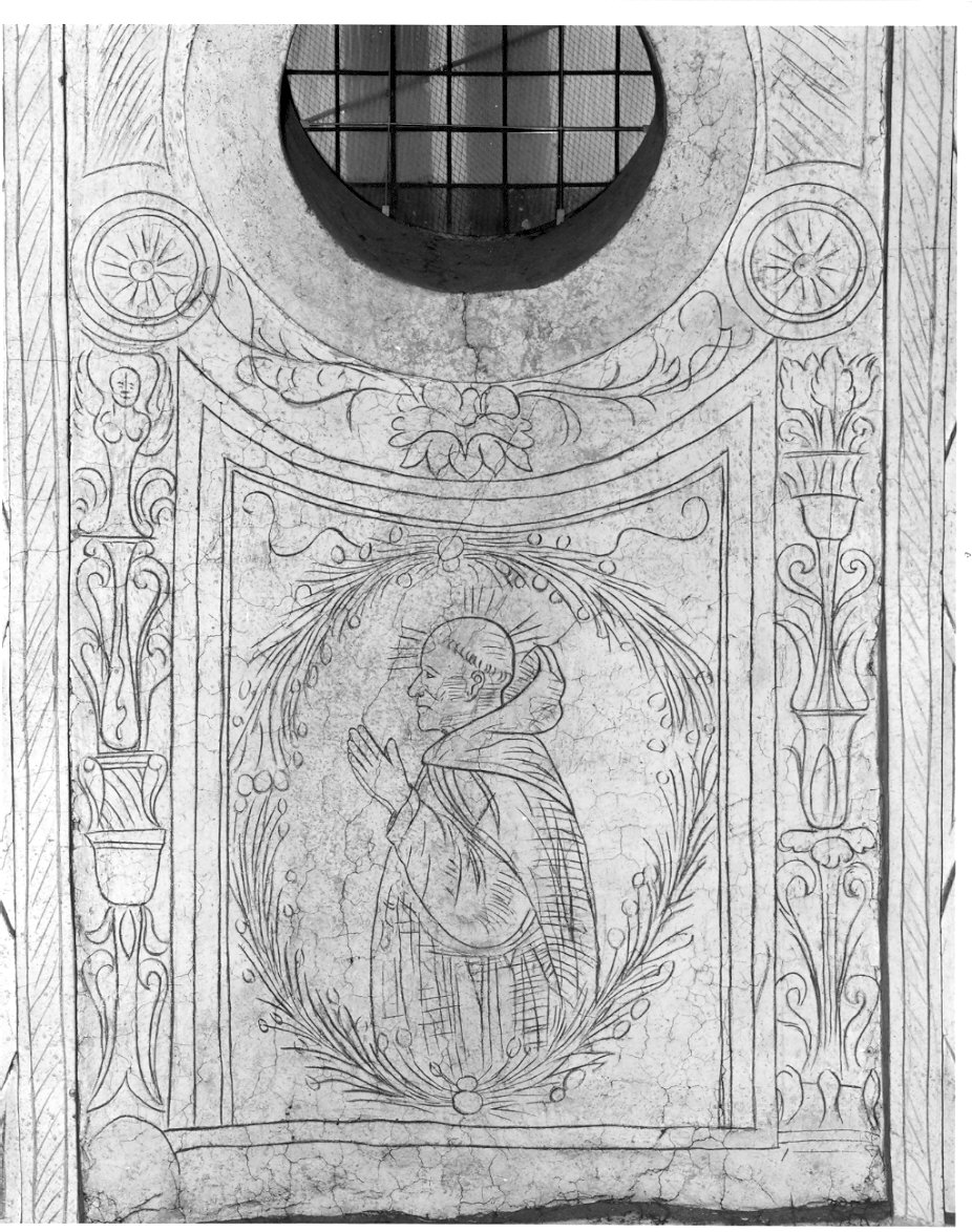 Beato domenicano (decorazione pittorica, elemento d'insieme) di Bramante Donato (scuola) (sec. XV)