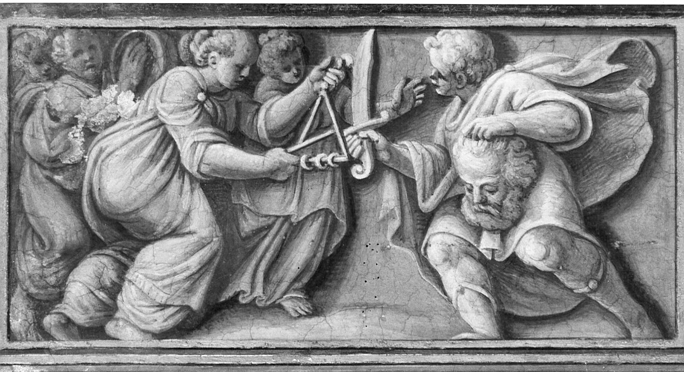 Festeggiamenti per Davide con la testa di Golia (dipinto, elemento d'insieme) di Campi Vincenzo (attribuito) (sec. XVI)