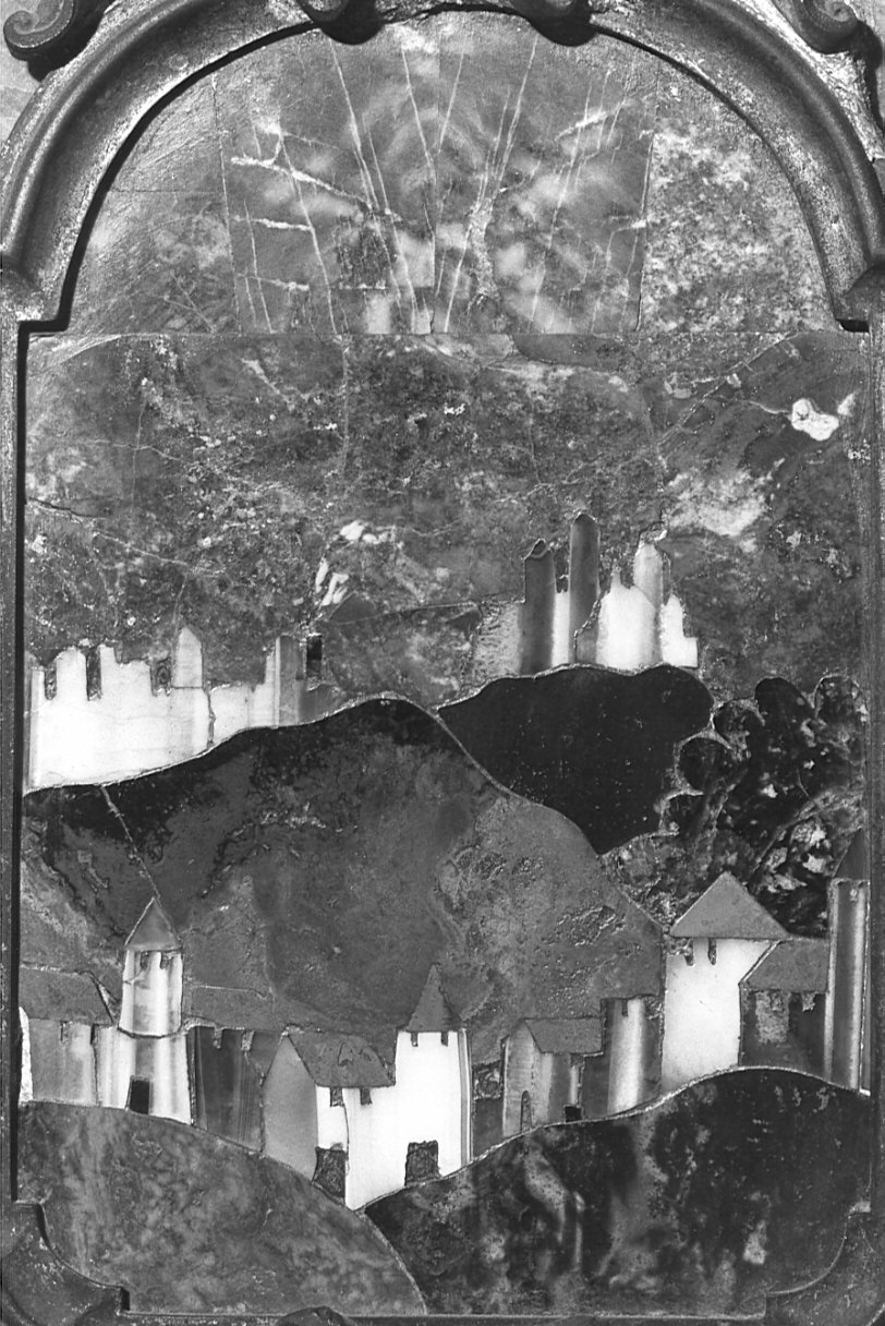 paesaggio con architetture (pannello, elemento d'insieme) di Pedetti Ambrogio (sec. XVIII)