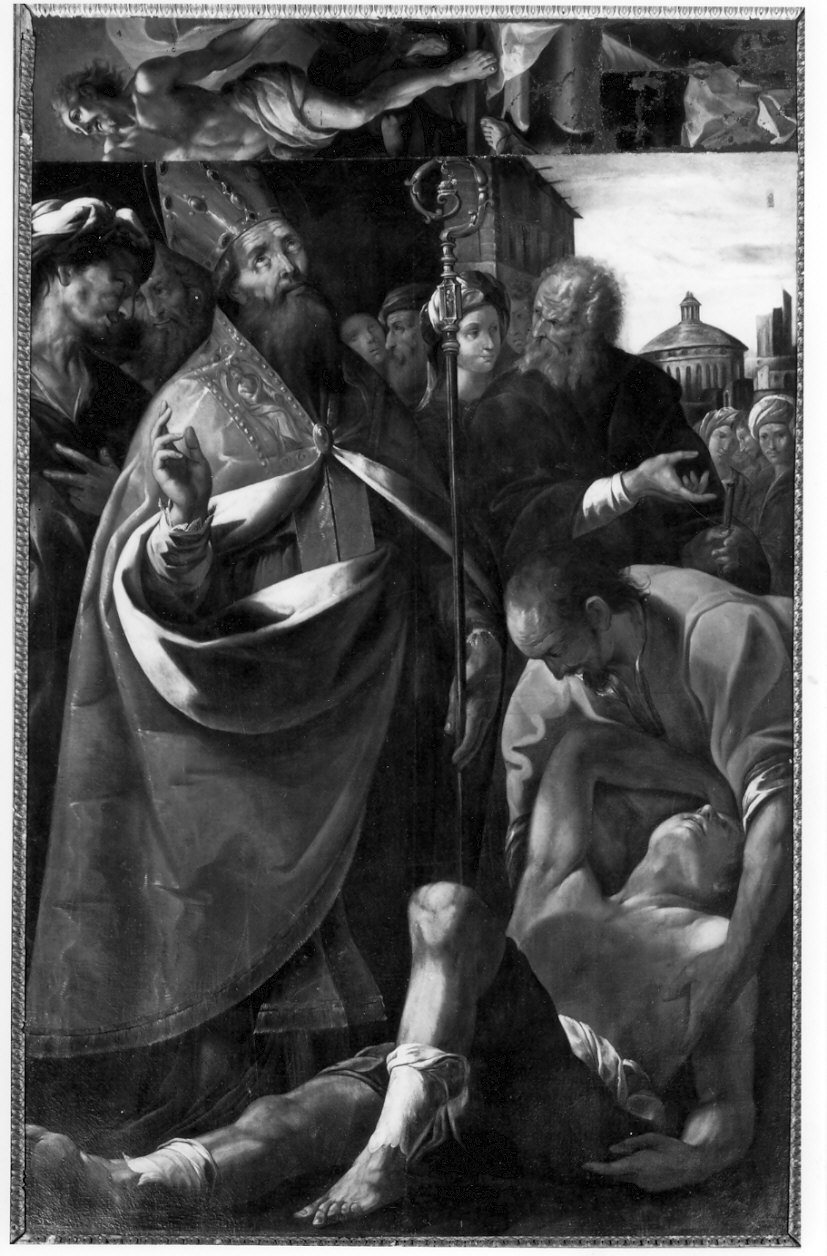 Sant'Ambrogio (dipinto, opera isolata) di Figino Giovanni Ambrogio (attribuito) (sec. XVI)