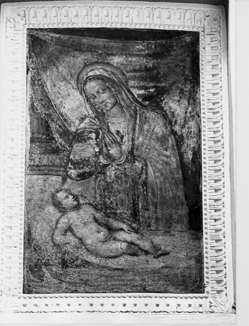 Madonna che adora Gesù Bambino (dipinto, opera isolata) - ambito lombardo (metà sec. XVI)