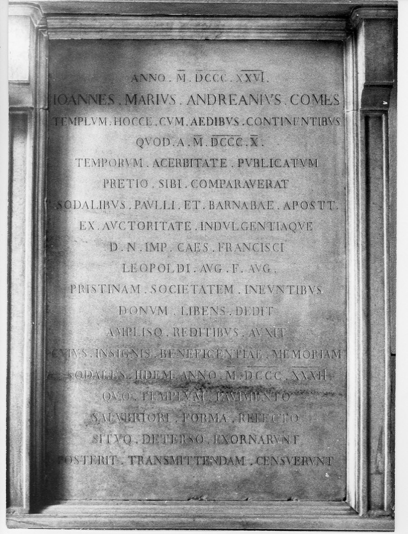 lapide commemorativa, opera isolata - bottega lombarda (sec. XIX)