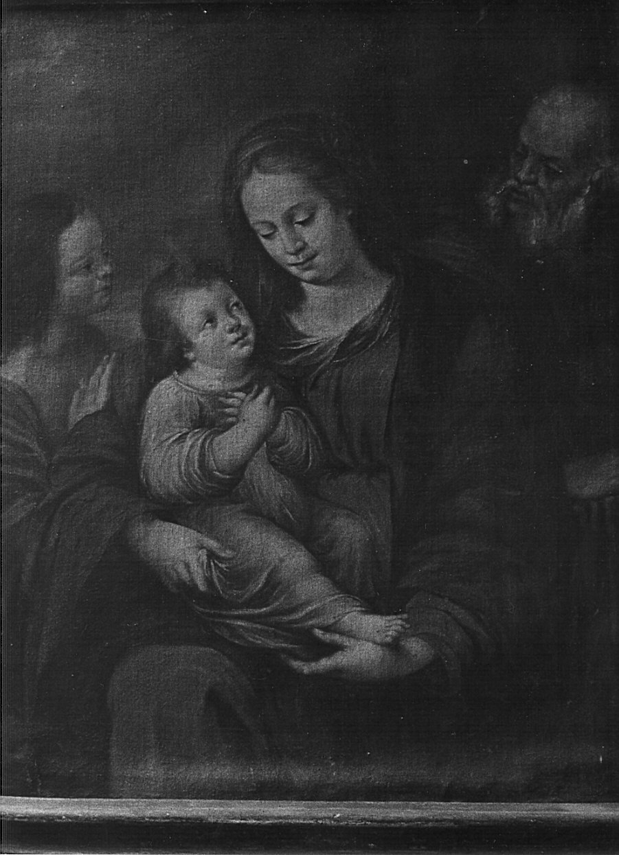 Sacra Famiglia con angelo (dipinto, opera isolata) - ambito italiano (sec. XVII)