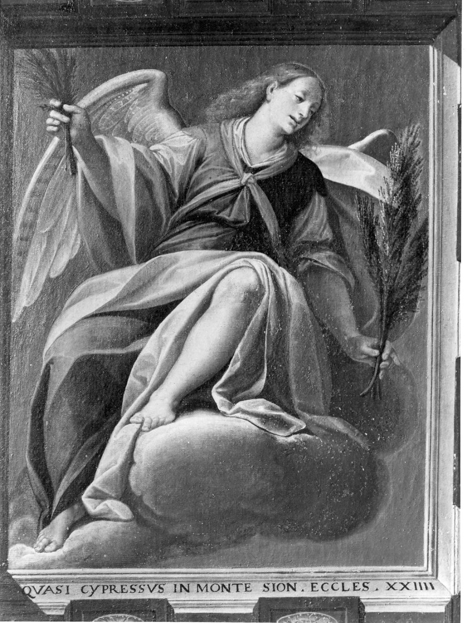 angelo con rami di cipresso (dipinto, elemento d'insieme) di Procaccini Giulio Cesare (attribuito) (inizio sec. XVII)