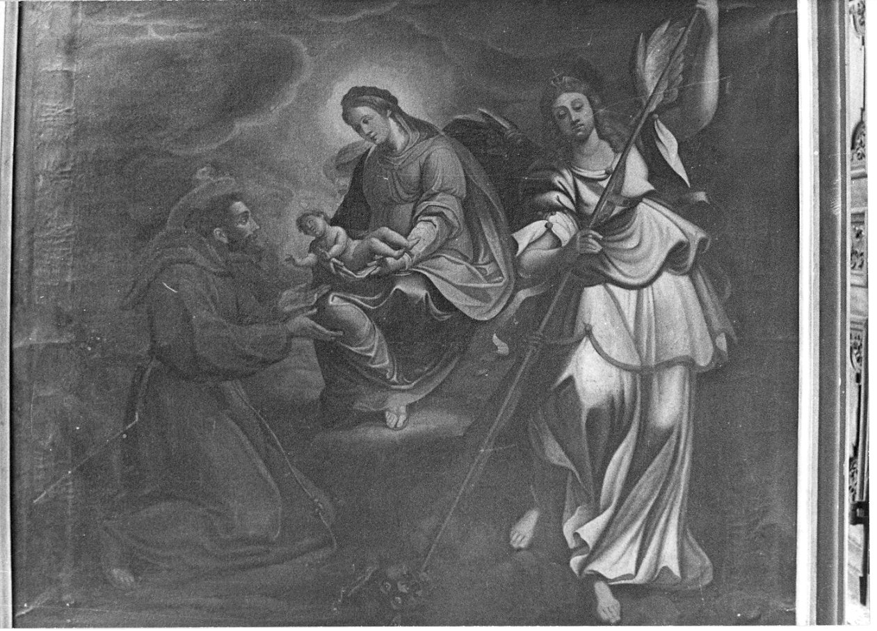 Madonna con Bambino, San Francesco e San Michele Arcangelo (dipinto, opera isolata) - ambito italiano (sec. XVIII)
