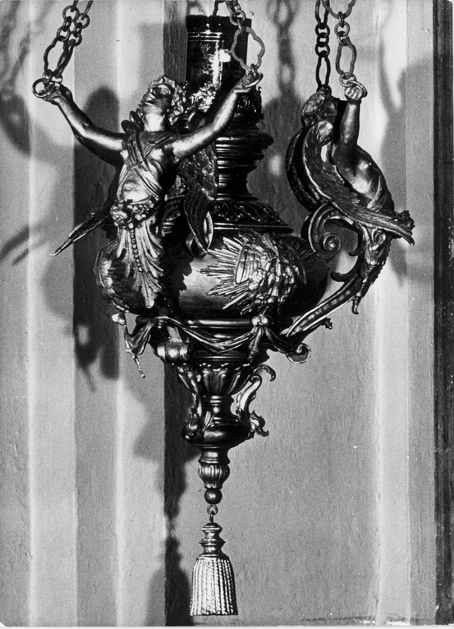 lampada pensile, coppia - bottega italiana (inizio sec. XX)