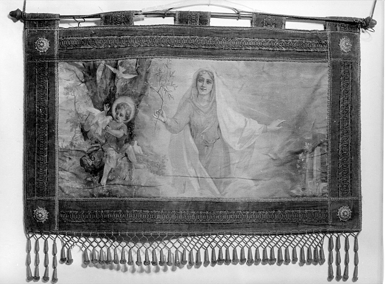 Madonna dell'Olivo (stendardo processionale, opera isolata) di Morgari Luigi (fine/inizio secc. XIX/ XX)