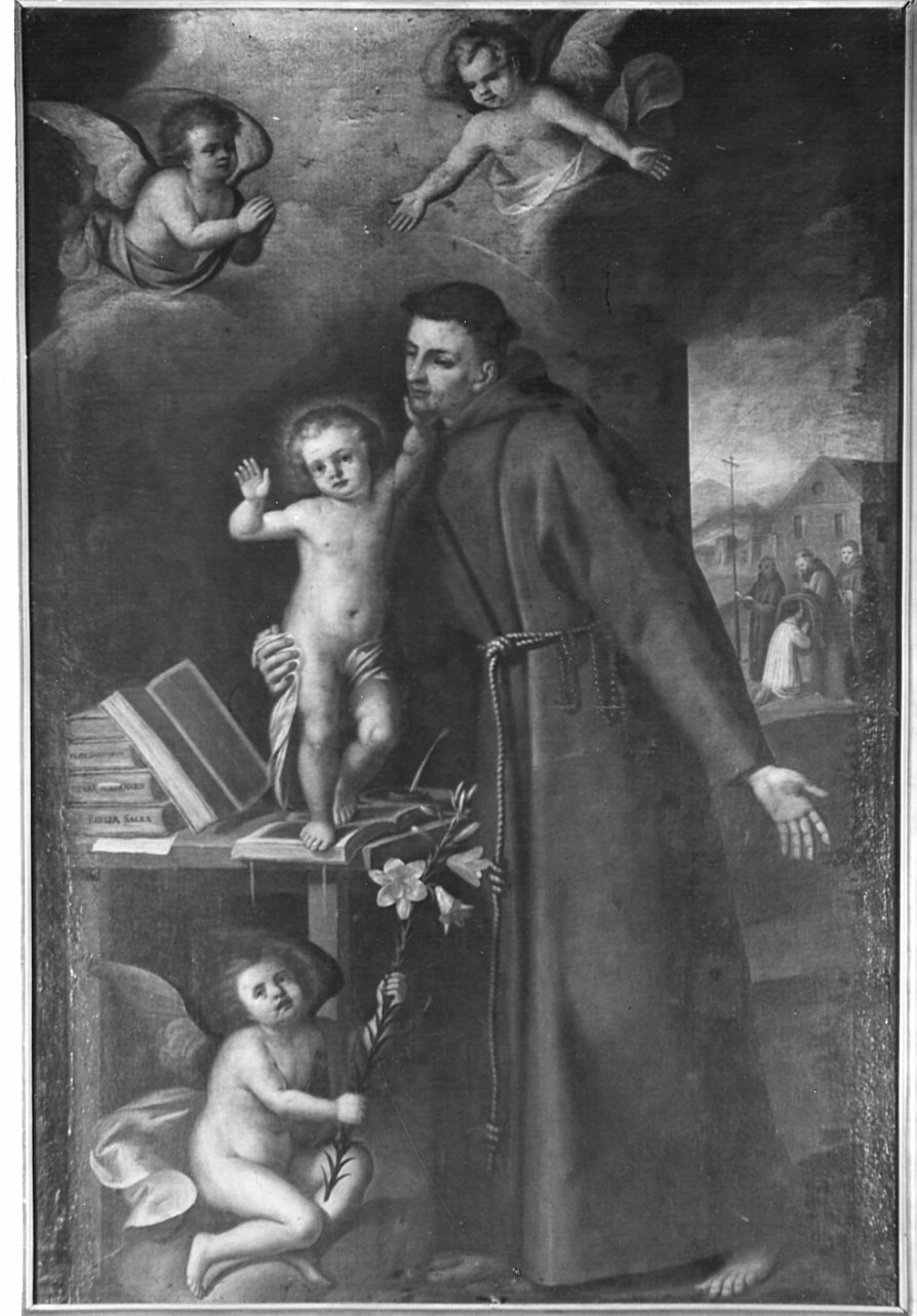 Sant'Antonio da Padova con il bambino (dipinto, opera isolata) di Caccia Guglielmo detto Moncalvo (attribuito) (sec. XVII)