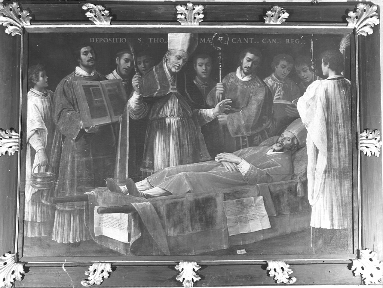 Deposizione di S. Tommaso Becket, vescovo di Canterbury (dipinto, opera isolata) di Vermiglio Giuseppe (sec. XVII)