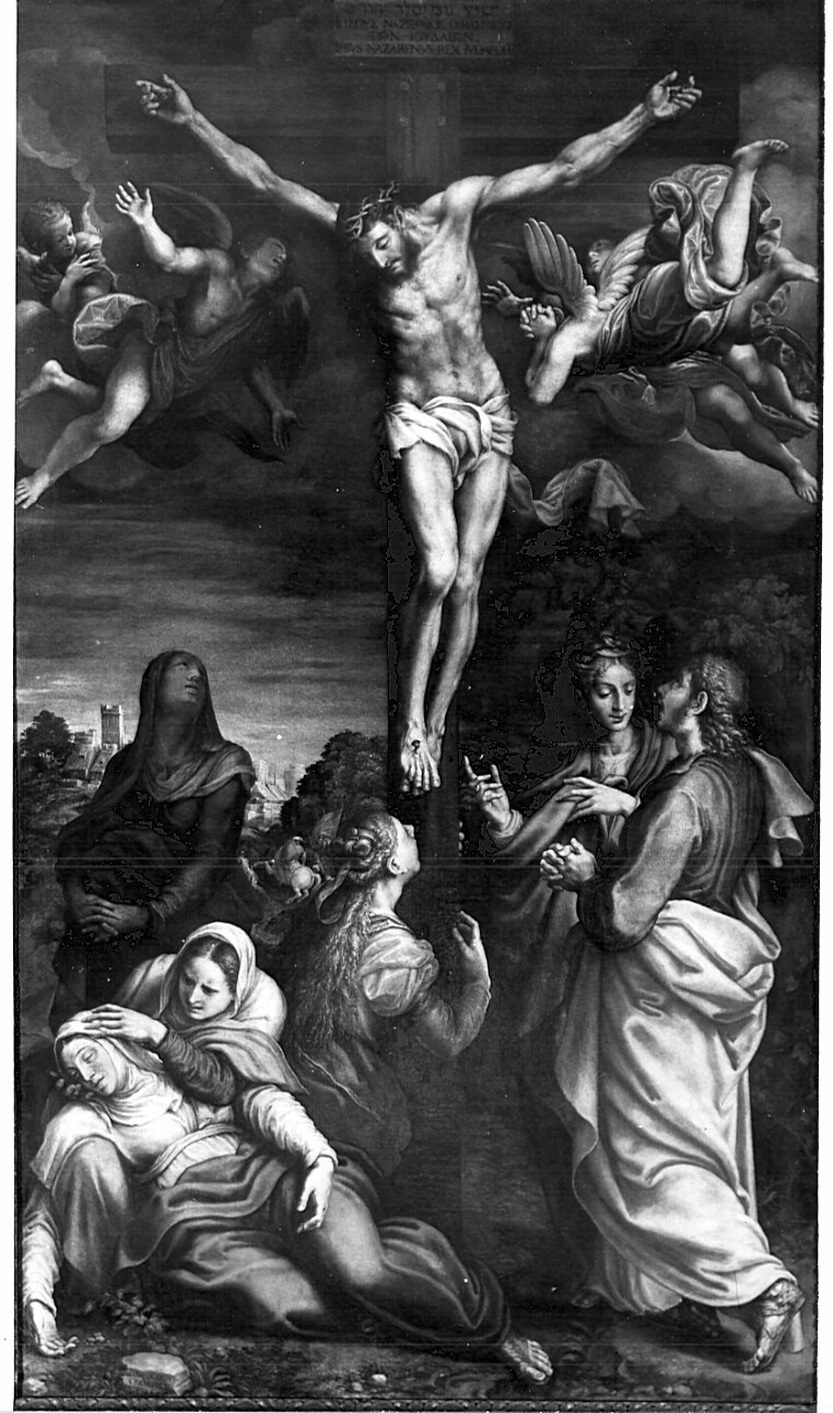 crocifissione di Cristo (dipinto, opera isolata) di Campi Giulio (sec. XVI)