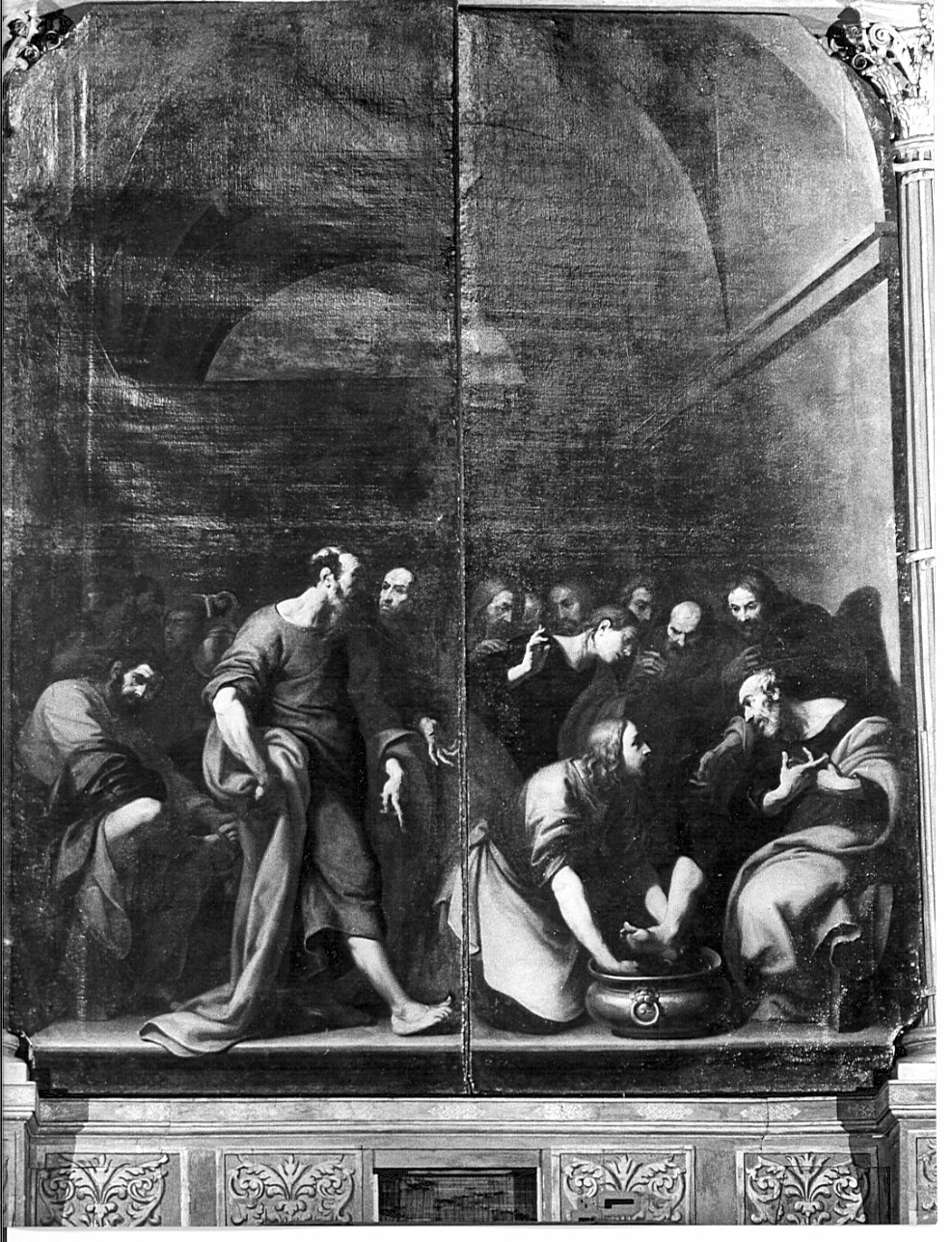 Cristo lava i piedi degli apostoli (anta d'organo, elemento d'insieme) di Crespi Daniele (attribuito) (sec. XVII)