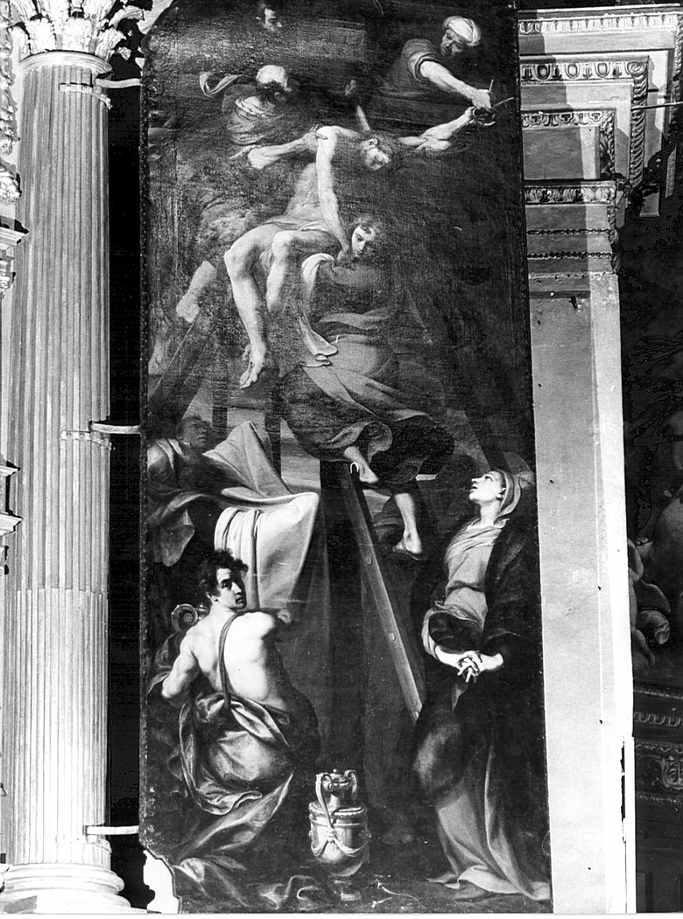 deposizione di Cristo dalla croce (anta d'organo, elemento d'insieme) di Crespi Daniele (attribuito) (sec. XVII)