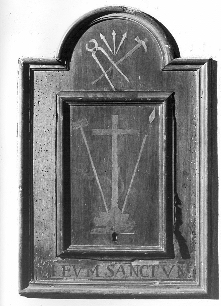 anta di armadietto per oli santi, opera isolata - bottega lombarda (fine sec. XVI)