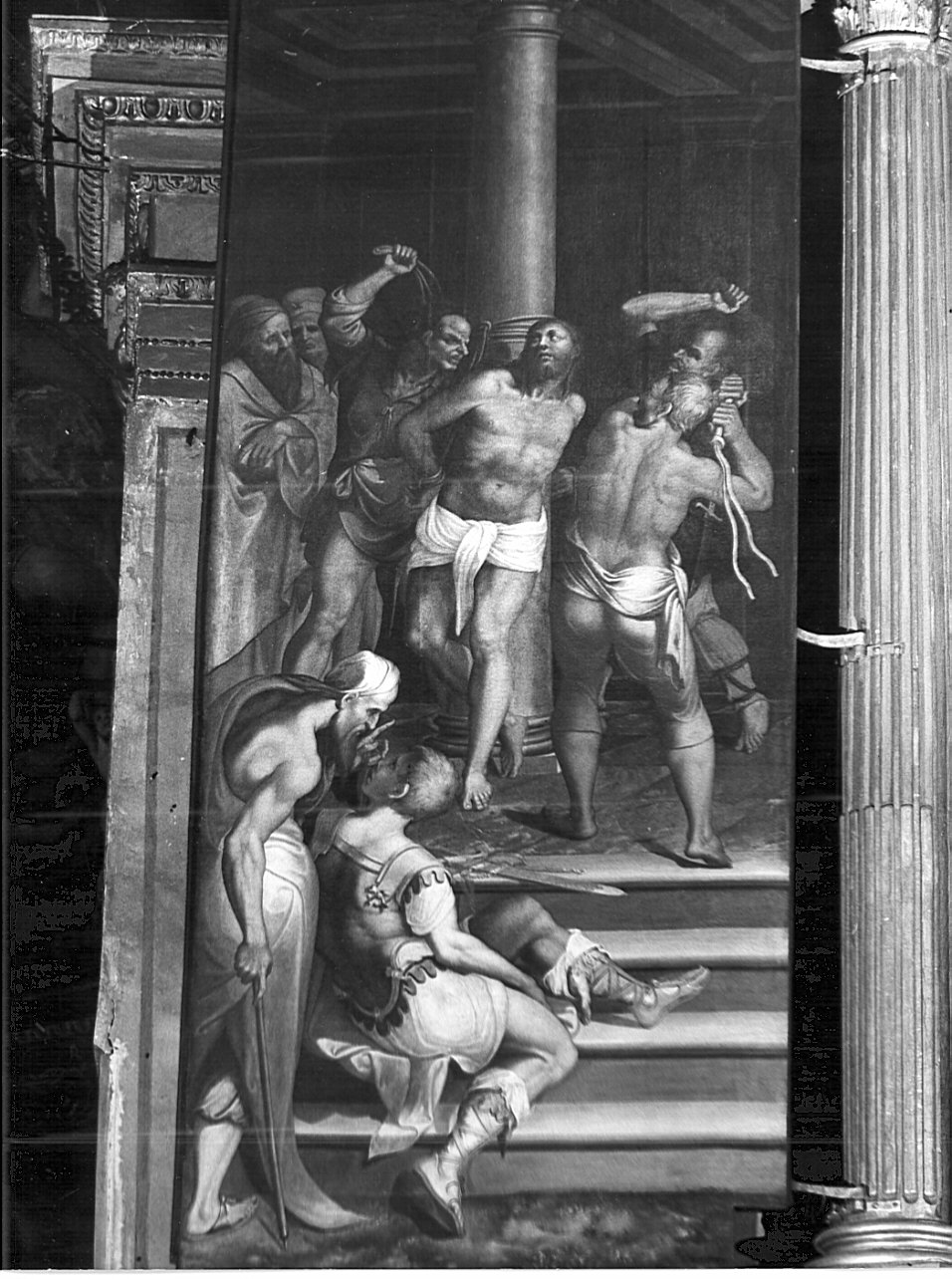 flagellazione di Cristo (anta d'organo, elemento d'insieme) di Urbino Carlo (attribuito) (sec. XVI)