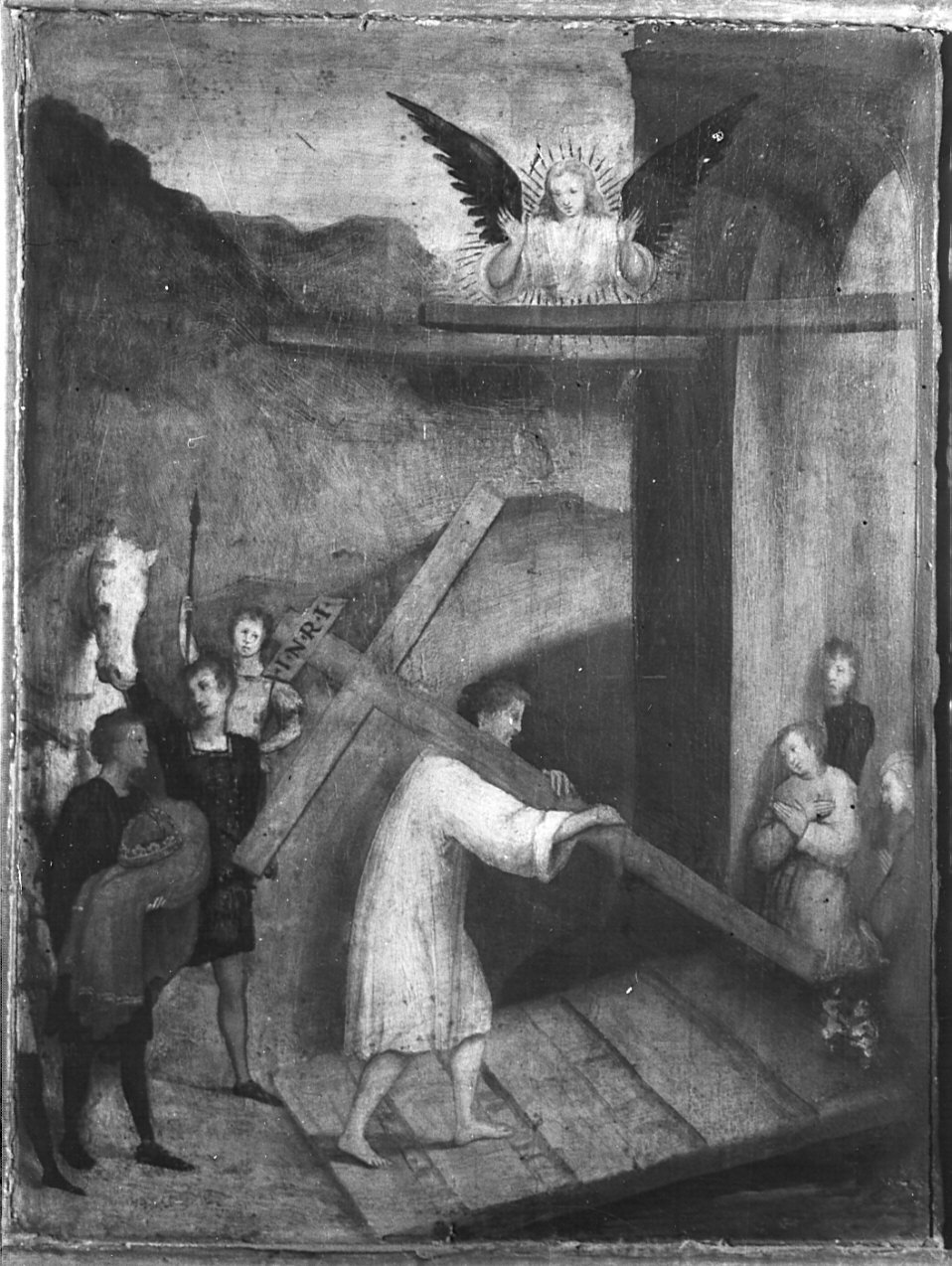 Eraclio riporta la croce a Gerusalemme (dipinto, elemento d'insieme) di Luini Bernardino (attribuito) (sec. XVI)