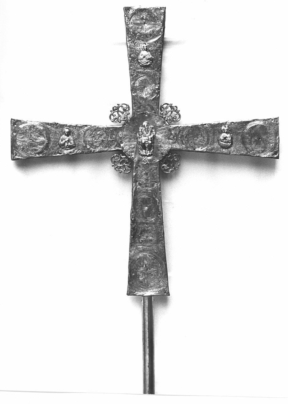 croce processionale, opera isolata - bottega lombarda (secc. XV/ XVI, sec. XIX)