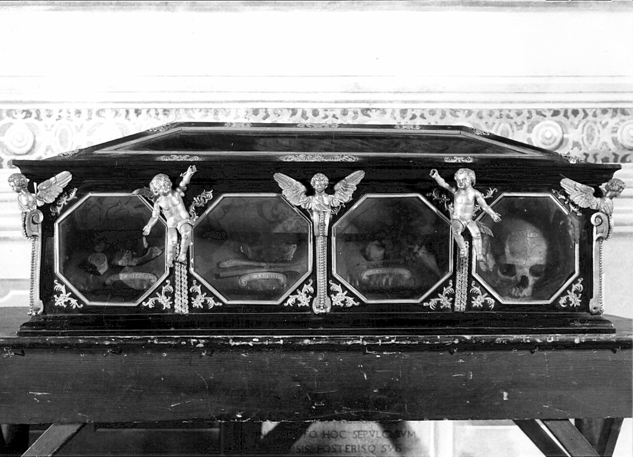 reliquiario a teca - a urna, opera isolata - bottega lombarda (inizio sec. XIX)