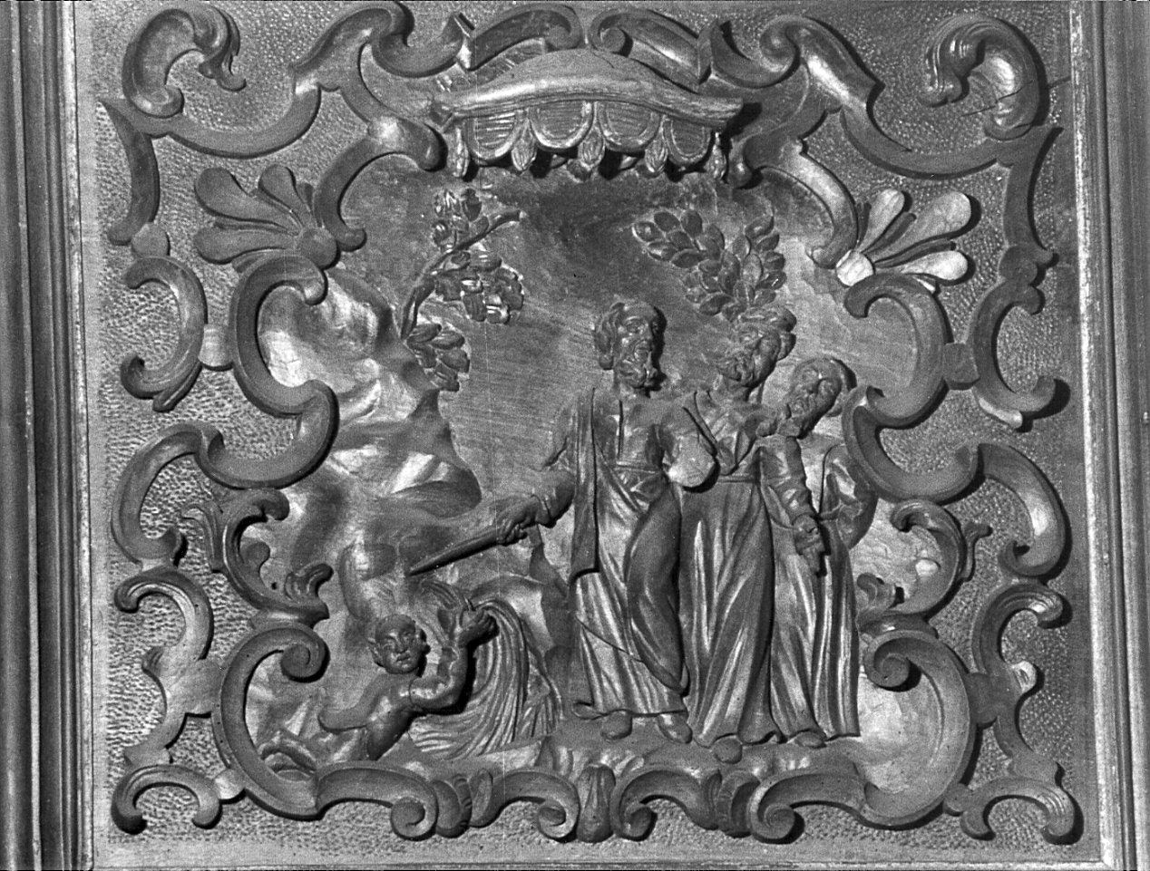 Mosè fa scaturire l'acqua dalla roccia (formella, opera isolata) - bottega lombarda (sec. XVIII)