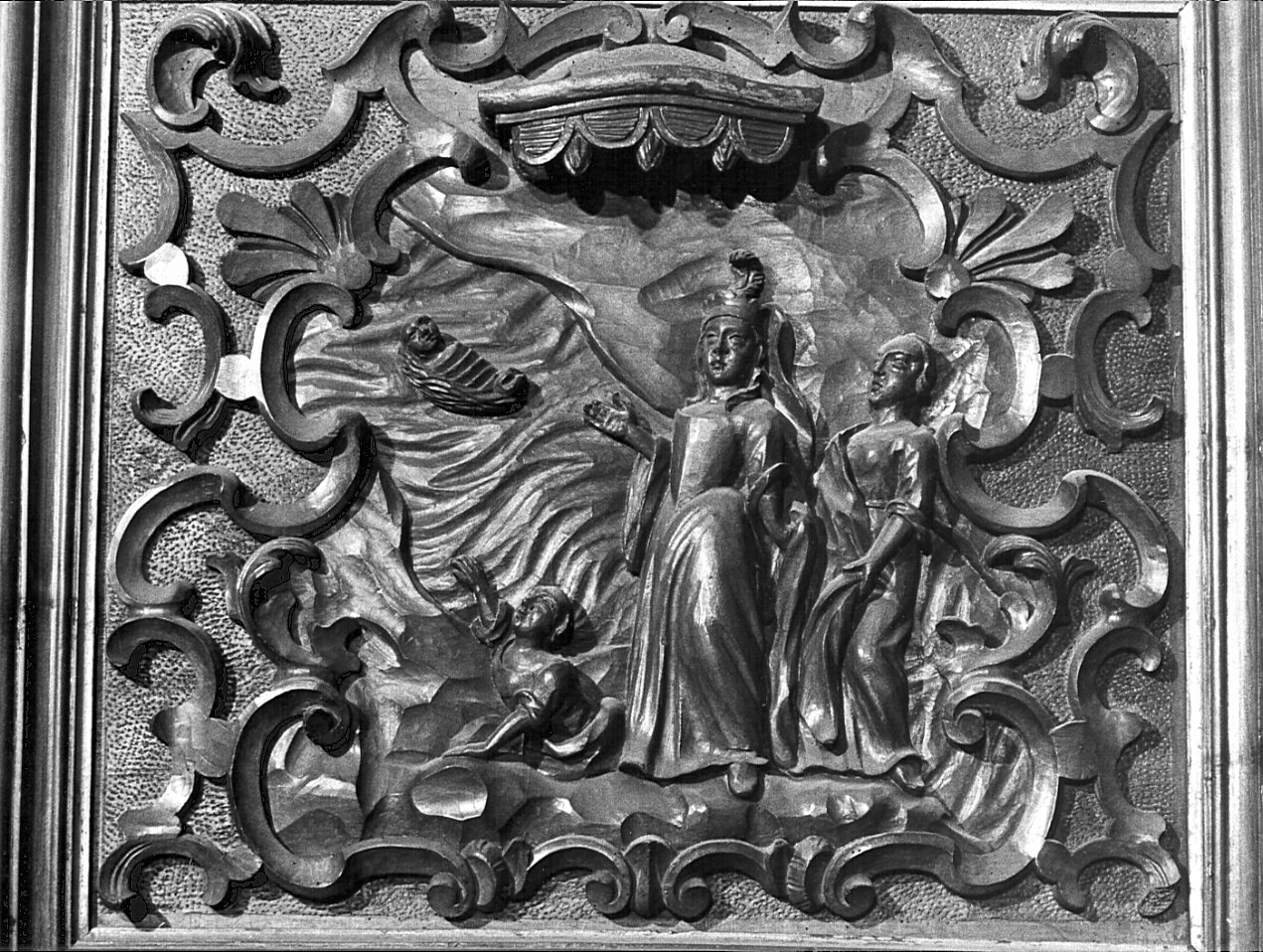 Mosè salvato dalle acque (formella, opera isolata) - bottega lombarda (sec. XVIII)