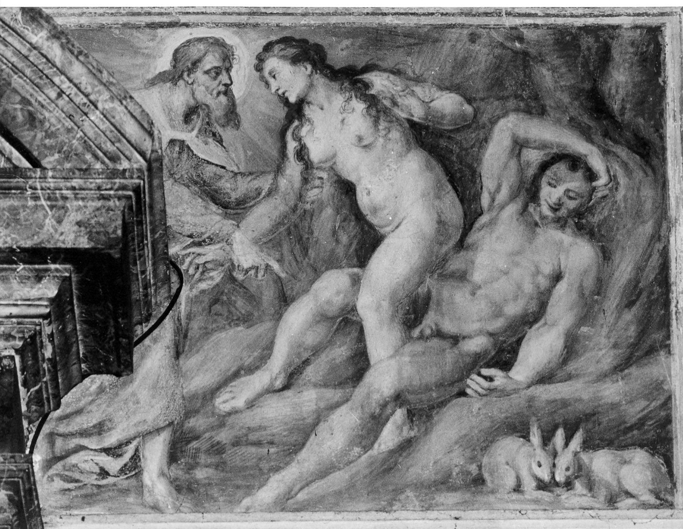 nascita di Eva (dipinto, opera isolata) di Della Rovere Giovanni Battista detto Fiammenghino (attribuito), Della Rovere Giovanni Mauro detto Fiammenghino (attribuito) (inizio sec. XVII)