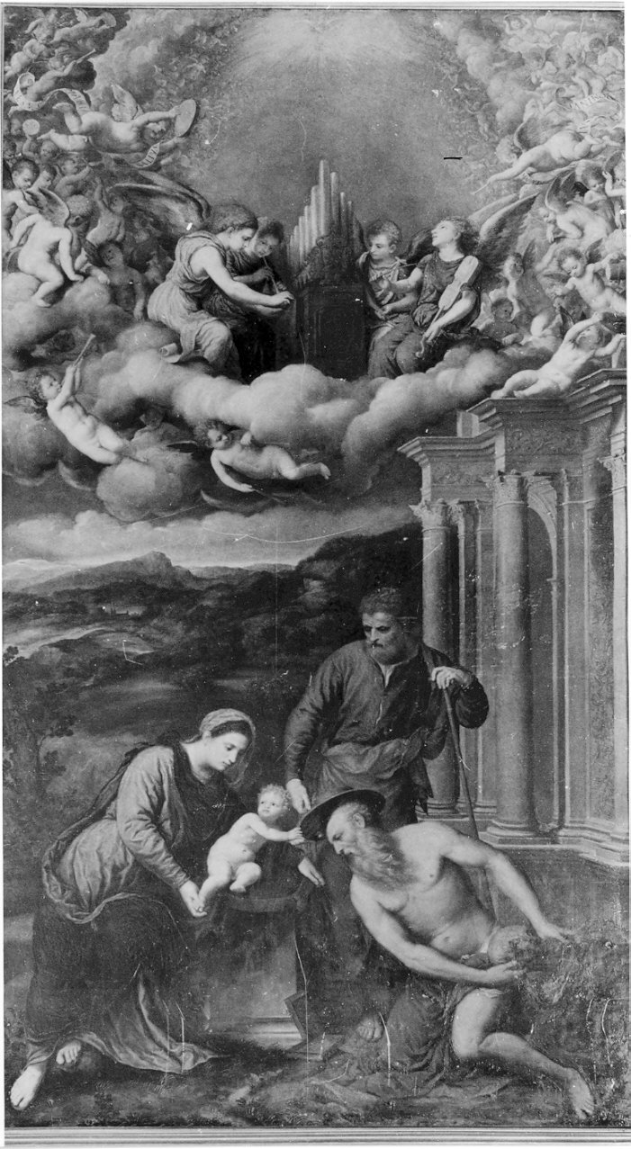 Madonna con Bambino con San Girolamo (dipinto, opera isolata) di Bordone Paris (prima metà sec. XVI)