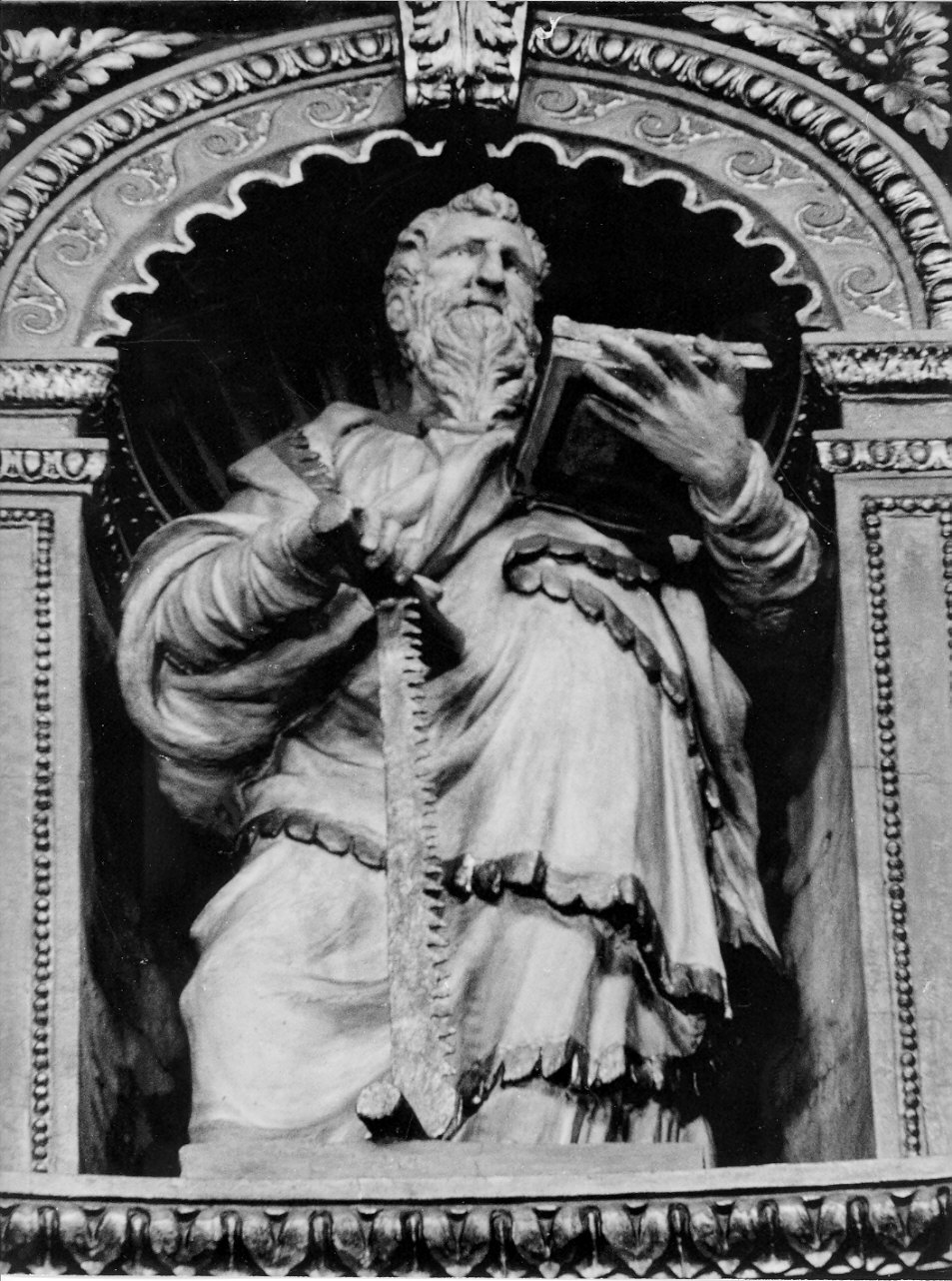 San Simone Apostolo (statua, opera isolata) di De Fondatis Agostino detto Padovano (secc. XV/ XVI)