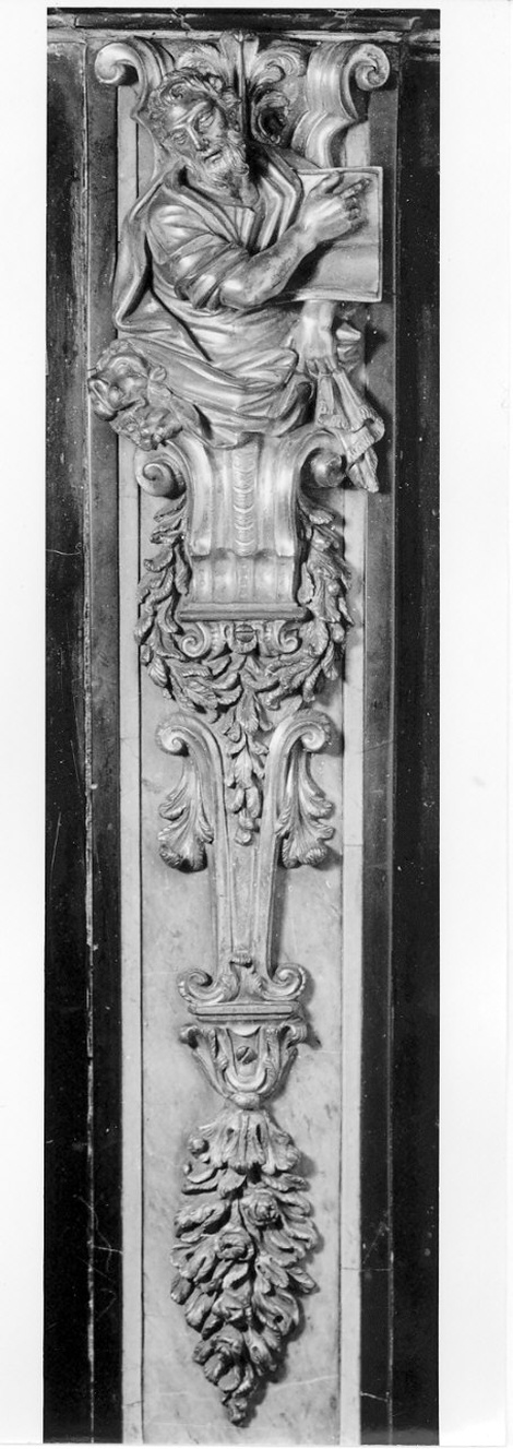 San Marco Evangelista (rilievo, elemento d'insieme) di Manfredini Luigi (attribuito) (fine/inizio secc. XVIII/ XIX)