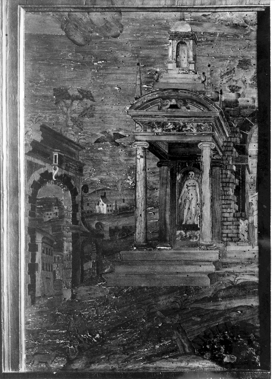 architettura illusionistica (decorazione a intarsio, elemento d'insieme) di Bazza Paolo (attribuito), Alessi Galeazzo (sec. XVI, sec. XVII)