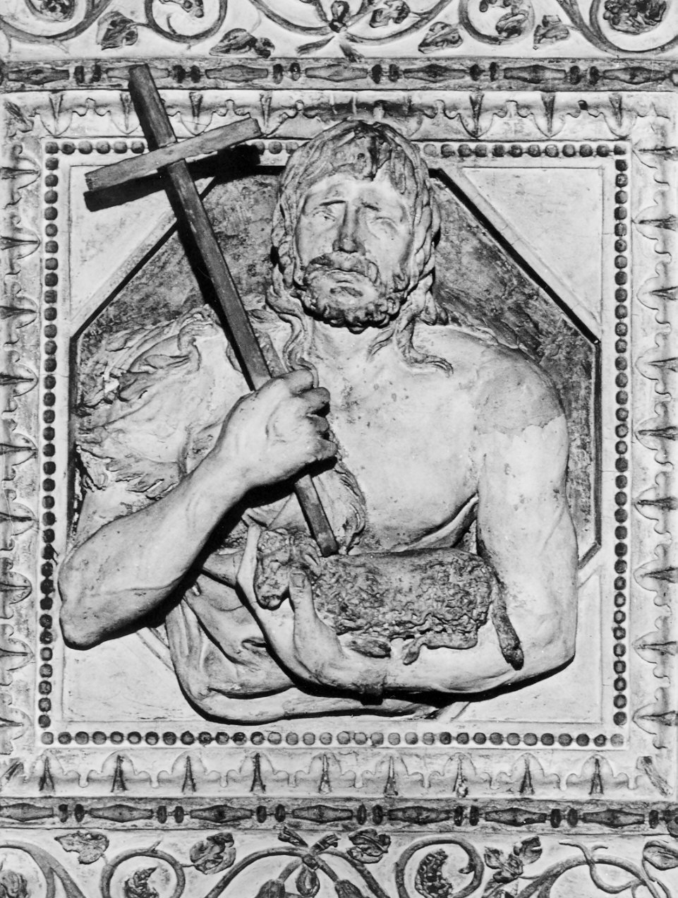 S. Giovanni Battista (chiave di volta, elemento d'insieme) - bottega lombarda (sec. XVI)