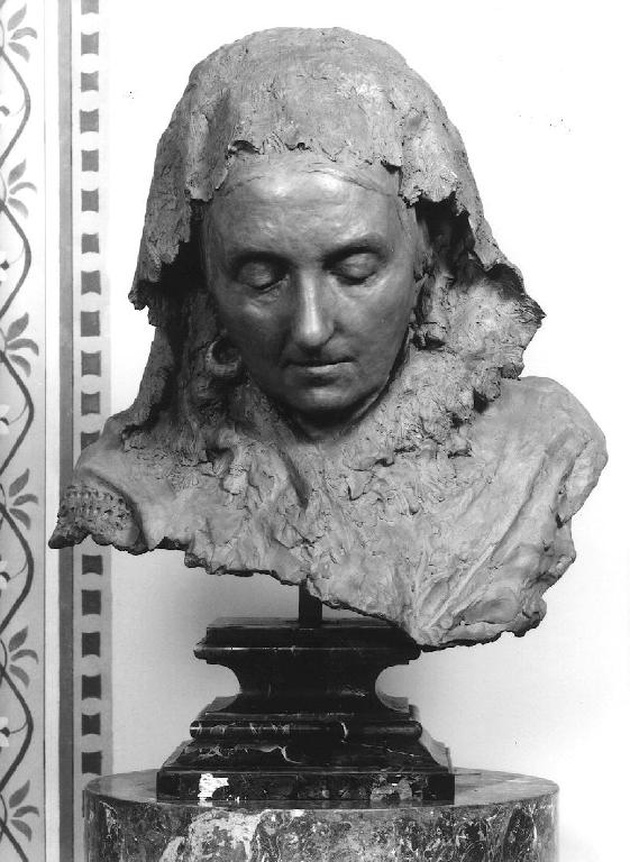 Ritratto di Giuseppina Strepponi Verdi, ritratto di Giuseppina Strepponi Verdi (busto, opera isolata) di Gemito Vincenzo (sec. XIX)