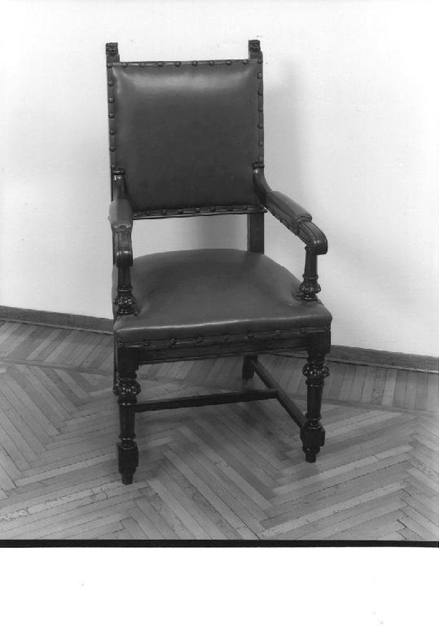 sedia - a braccioli, elemento d'insieme - ambito lombardo (fine/inizio secc. XIX/ XX)