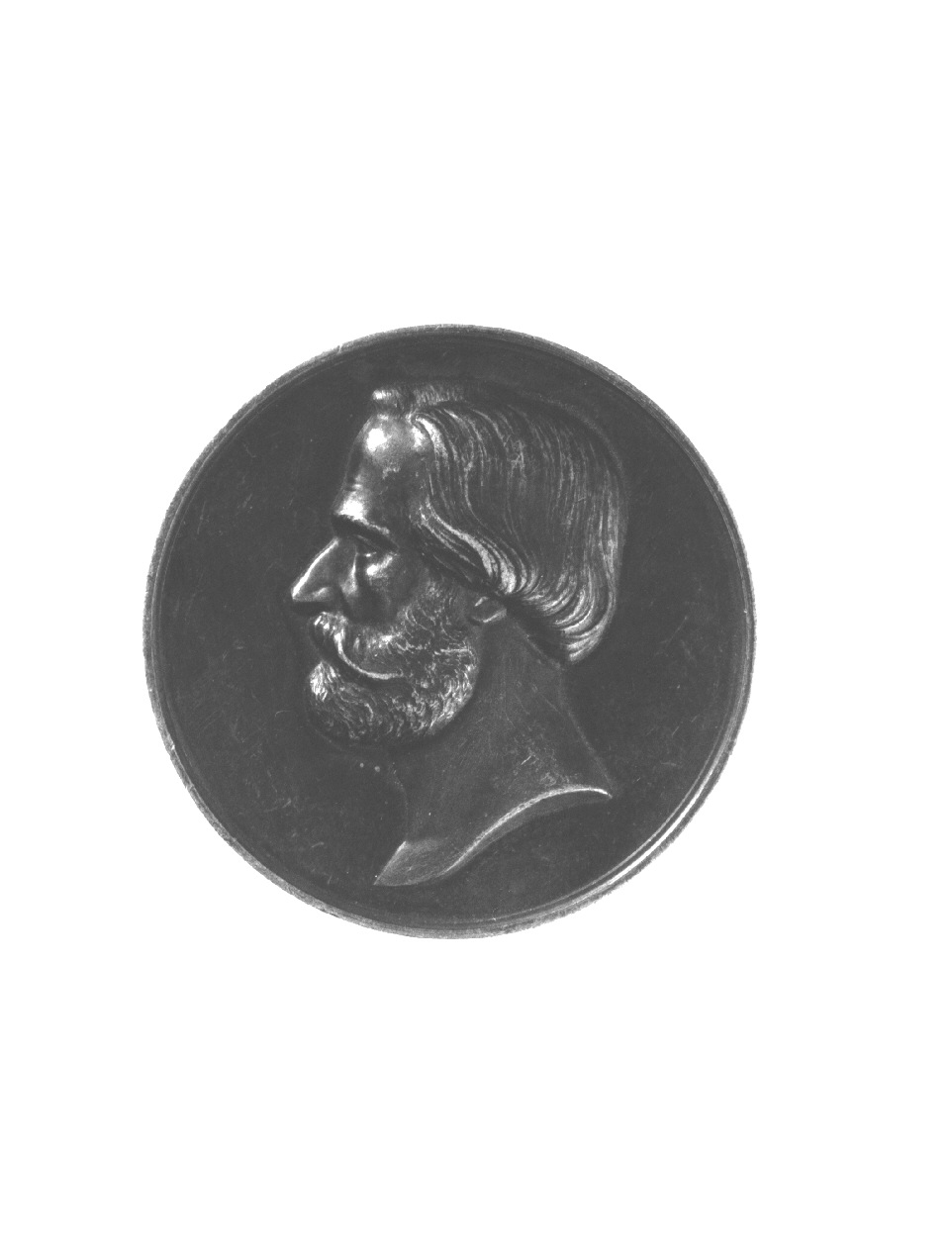 ritratto di G. Verdi, ritratto di Giuseppe Verdi (medaglia, opera isolata) di Bentelli Donnino (sec. XIX)