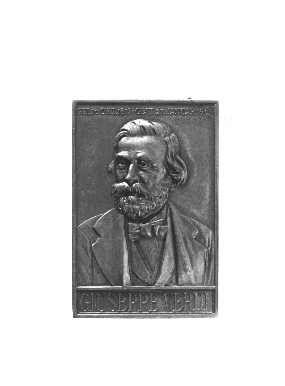 ritratto di Giuseppe Verdi, ritratto di Giuseppe Verdi (placchetta, opera isolata) - produzione tedesca (sec. XX)