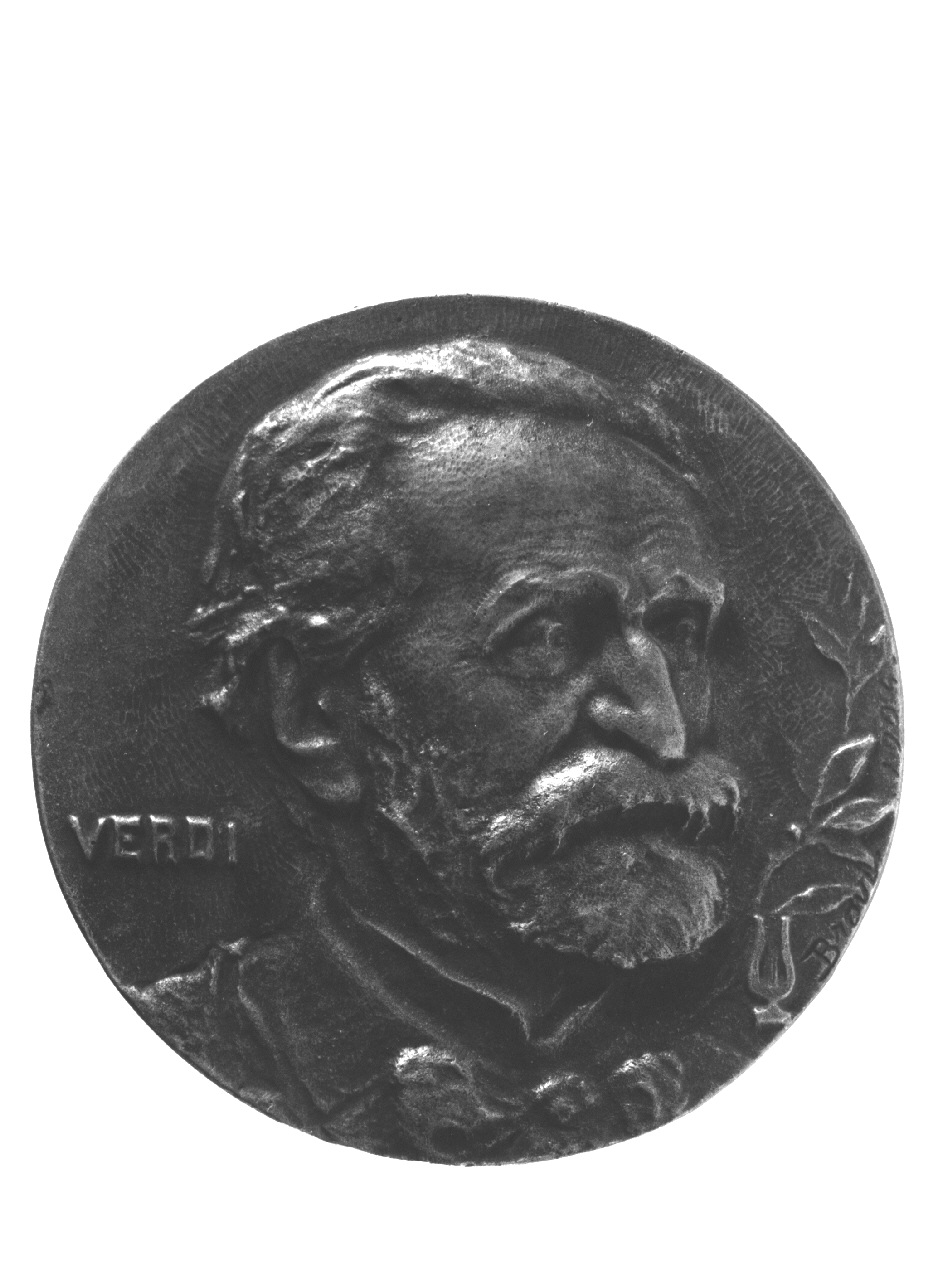 ritratto di Giuseppe Verdi, ritratto di Giuseppe Verdi (medaglione, opera isolata) di Bravi Romeo (sec. XX)