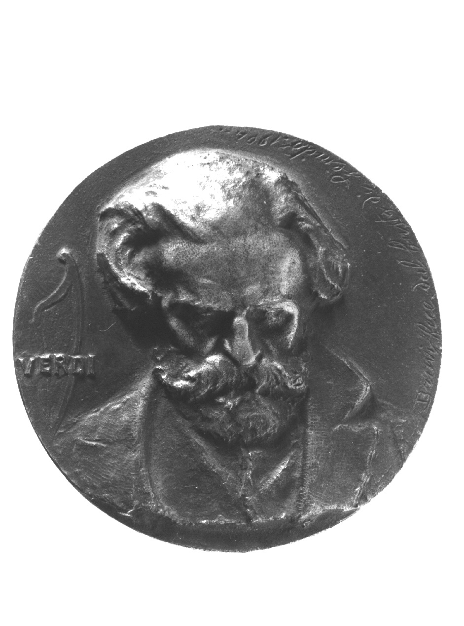 ritratto di Giuseppe Verdi, ritratto di Giuseppe Verdi (medaglione, opera isolata) di Bravi Romeo (sec. XX)