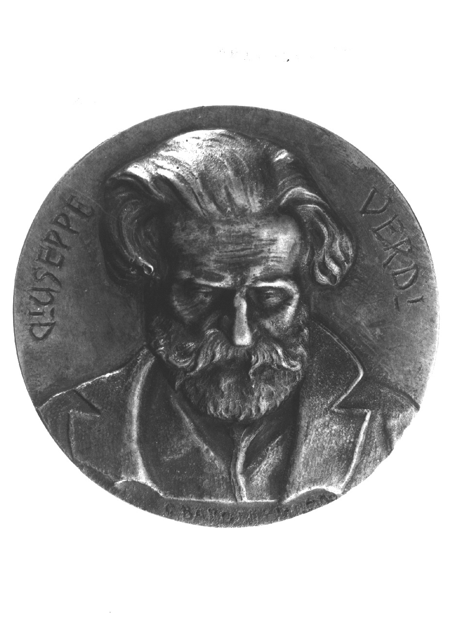 ritratto di Giuseppe Verdi, ritratto di Giuseppe Verdi (medaglione, opera isolata) di Baroni G (sec. XX)