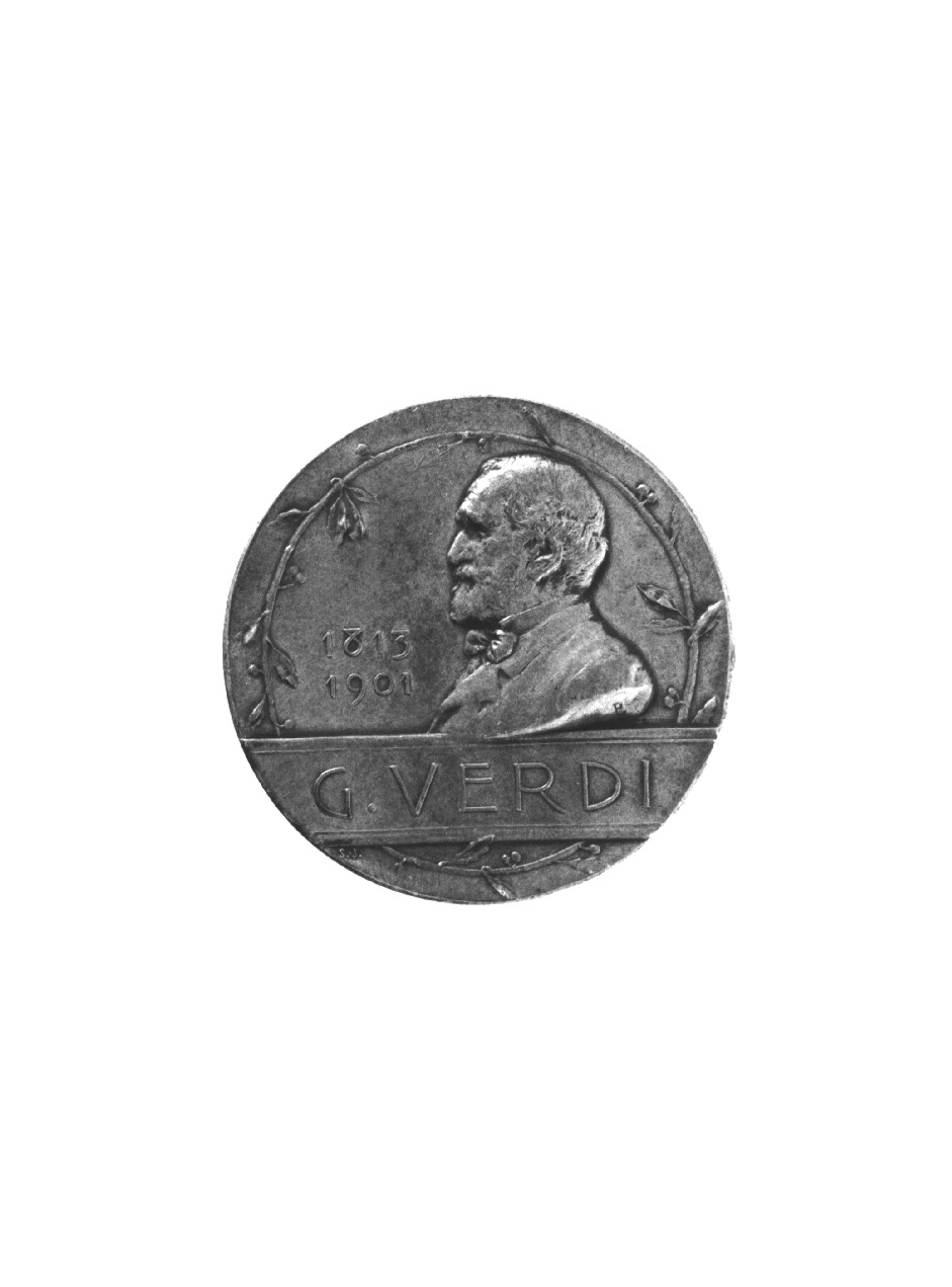 ritratto di Giuseppe Verdi, ritratto di Giuseppe Verdi (medaglia, opera isolata) - produzione italiana (sec. XX, sec. XX)