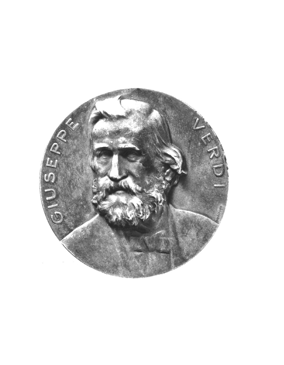 ritratto di Giuseppe Verdi, ritratto di Giuseppe Verdi (medaglia, opera isolata) di Donzelli (sec. XX)