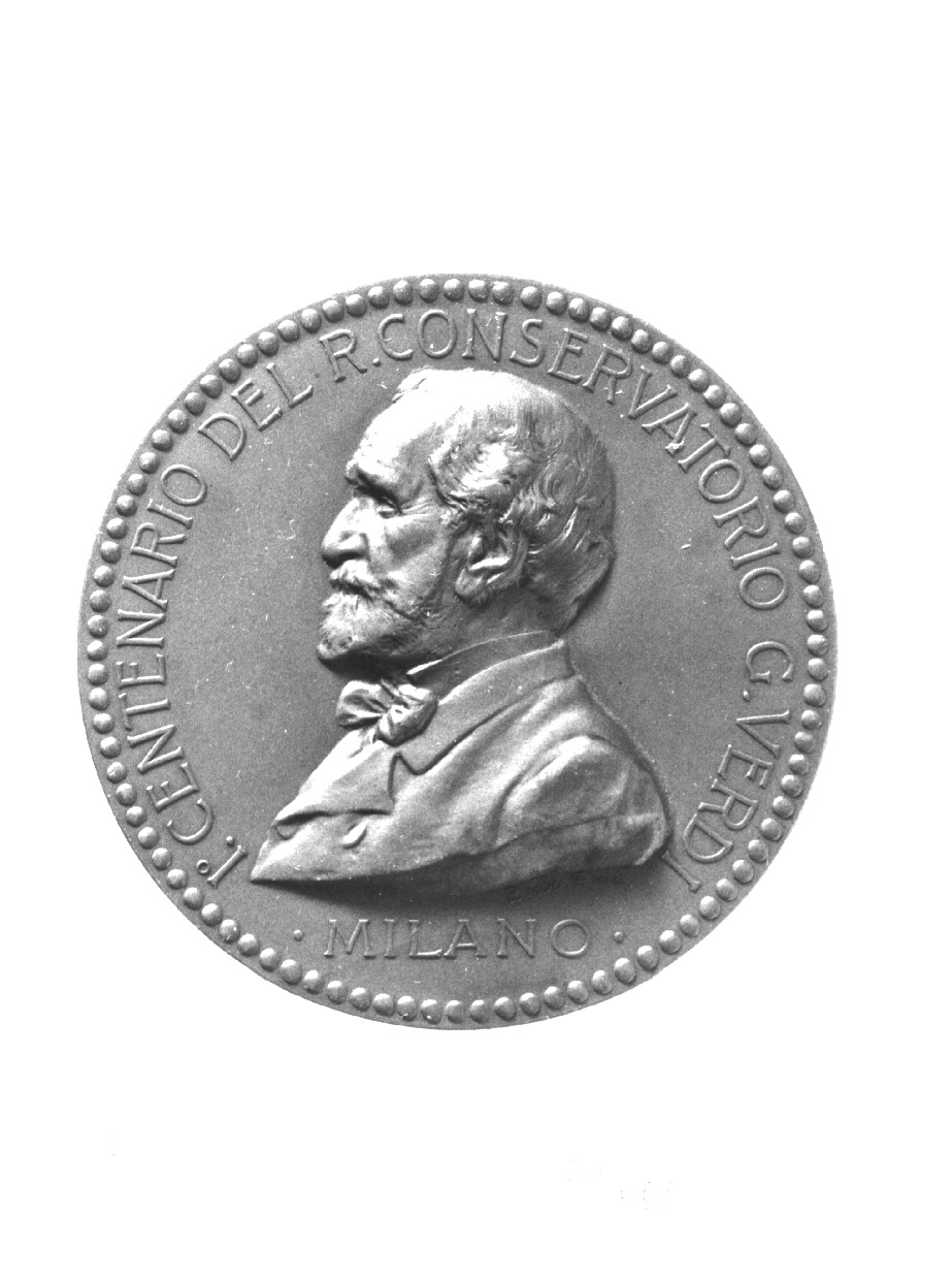 ritratto di Giuseppe Verdi, ritratto di Giuseppe Verdi (medaglia, opera isolata) di Ditta Johnson Stefano - produzione italiana (sec. XX)